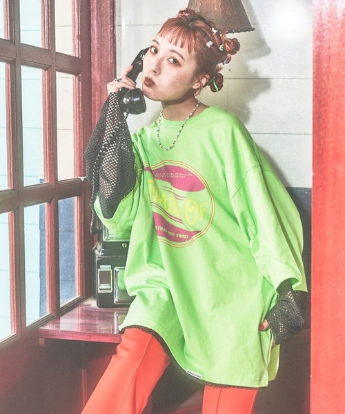 PBLIM(ページボーイリム)の「PBLIM/まんまる子コラボビッグT(Tシャツ/カットソー・レディース・ライトグリーン/レッド/オフホワイト・FREE)」の3枚目の写真