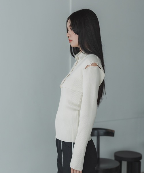 UNITED TOKYO（ユナイテッドトウキョウ）の「【WEB限定】コルトカラーリブニット-ウォッシャブル-（ニット/セーター・レディース・アイボリー/ブラック・FREE）」の21枚目の写真