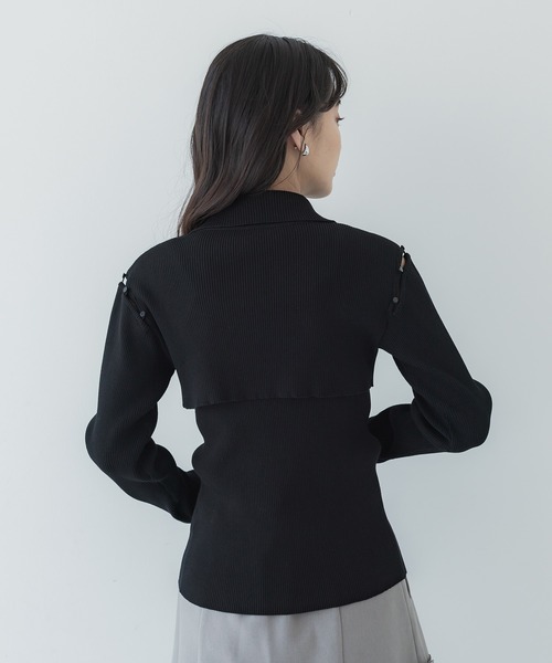 UNITED TOKYO（ユナイテッドトウキョウ）の「【WEB限定】コルトカラーリブニット-ウォッシャブル-（ニット/セーター・レディース・アイボリー/ブラック・FREE）」の5枚目の写真