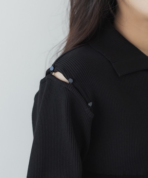 UNITED TOKYO（ユナイテッドトウキョウ）の「【WEB限定】コルトカラーリブニット-ウォッシャブル-（ニット/セーター・レディース・アイボリー/ブラック・FREE）」の8枚目の写真