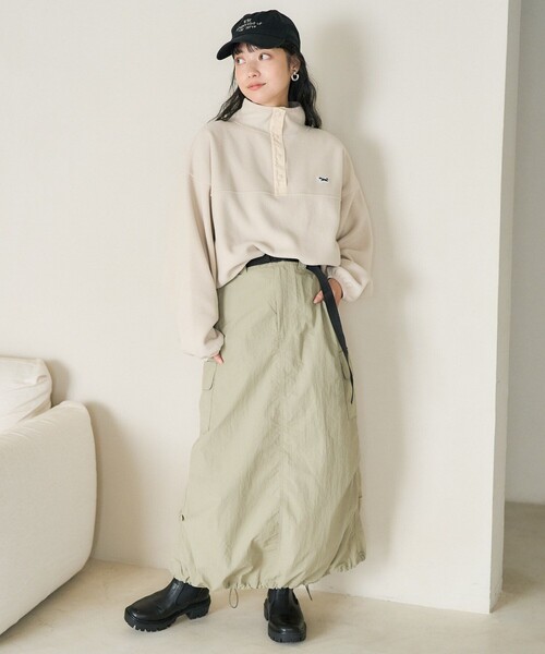 FREAK'S STORE（フリークスストア）の「ベルト付き ナイロンスカート/カーゴスカート（スカート・レディース・オフホワイト/オリーブ/ブラック/ピンク・ﾌﾘ-）」の20枚目の写真