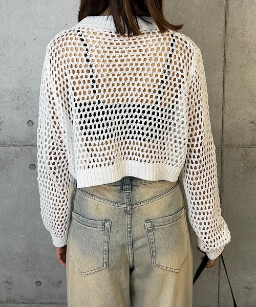 ROGER AND RAW（ロジャーアンドロウ）の「ショート丈ニットTOPS（Tシャツ/カットソー・レディース・ブラック/ベージュ/ホワイト・FREE）」の6枚目の写真