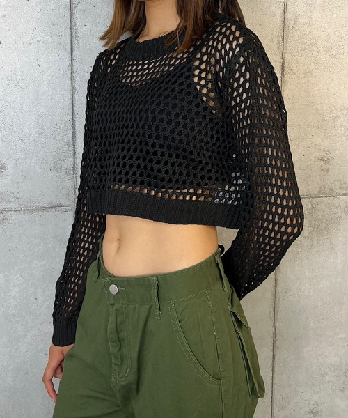 ROGER AND RAW（ロジャーアンドロウ）の「ショート丈ニットTOPS（Tシャツ/カットソー・レディース・ブラック/ベージュ/ホワイト・FREE）」の10枚目の写真