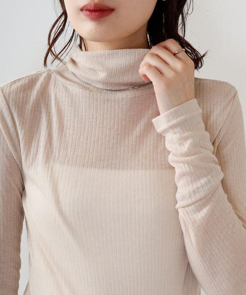 hunch(ハンチ)の「hunch シアーカットリブ ゆるタートルPO(Tシャツ/カットソー・レディース・ライトベージュ/カーキ・FREE)」の14枚目の写真