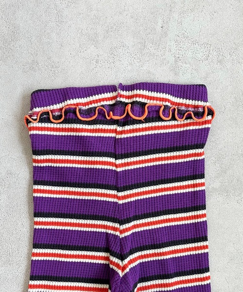 HOGAN RANCH WEAR（ホーガンランチウエア）の「先染ボーダーワッフルフレアーパンツ（80～150cm）（その他パンツ・キッズ・パープル/イエロー/チャコール・80/100/110/120/130/140/150/90）」の7枚目の写真