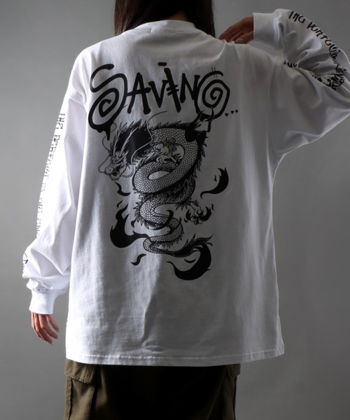 SITRY(シトリー)の「oversize rude graphic print long sleeve T-shirt/オーバーサイズ ルードグラフィック ロングスリーブTシャツ(Tシャツ/カットソー・メンズ・ホワイト/ブラック系その他/ホワイト系その他/ブラック・L/M)」の1枚目の写真