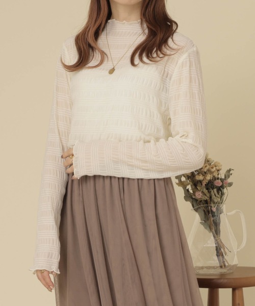mil(ミル)の「【150㎝前後の小柄さんサイズ】シャーリングシアートップス(Tシャツ/カットソー・レディース・チャコールグレー/ダークブラウン/アイボリー・XS/S)」の6枚目の写真