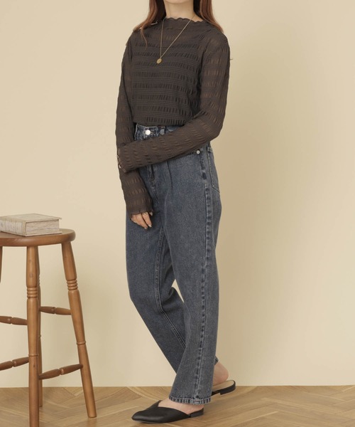 mil(ミル)の「【150㎝前後の小柄さんサイズ】シャーリングシアートップス(Tシャツ/カットソー・レディース・チャコールグレー/ダークブラウン/アイボリー・XS/S)」の12枚目の写真