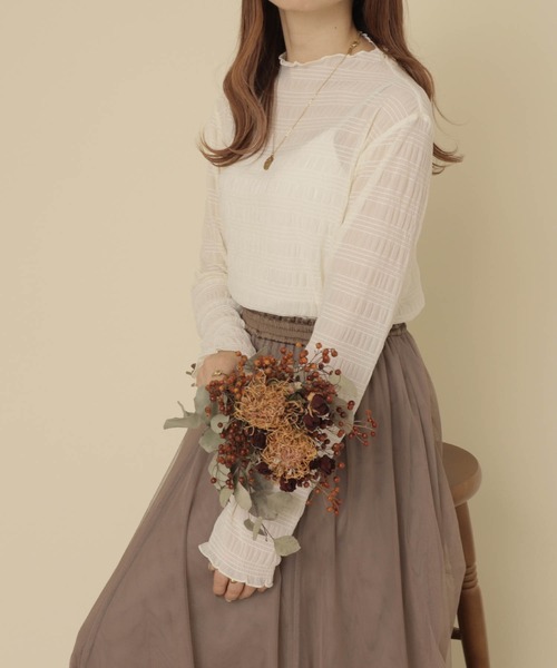 mil(ミル)の「【150㎝前後の小柄さんサイズ】シャーリングシアートップス(Tシャツ/カットソー・レディース・チャコールグレー/ダークブラウン/アイボリー・XS/S)」の5枚目の写真