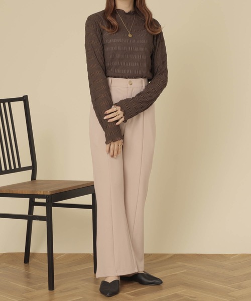 mil(ミル)の「【150㎝前後の小柄さんサイズ】シャーリングシアートップス(Tシャツ/カットソー・レディース・チャコールグレー/ダークブラウン/アイボリー・XS/S)」の15枚目の写真