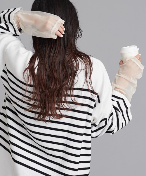 CIAOPANIC TYPY（チャオパニックティピー）の「袖切替シアーレイヤードTEE（Tシャツ/カットソー・レディース・ブラック/ホワイト/ベージュ・ONE SIZE）」の3枚目の写真