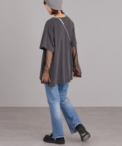 CIAOPANIC TYPY（チャオパニックティピー）の「袖切替シアーレイヤードTEE（Tシャツ/カットソー・レディース・ブラック/ホワイト/ベージュ・ONE SIZE）」の20枚目の写真