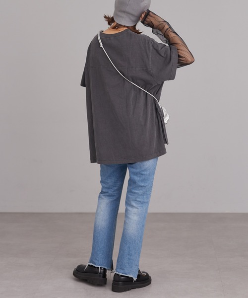 CIAOPANIC TYPY（チャオパニックティピー）の「袖切替シアーレイヤードTEE（Tシャツ/カットソー・レディース・ブラック/ホワイト/ベージュ・ONE SIZE）」の21枚目の写真