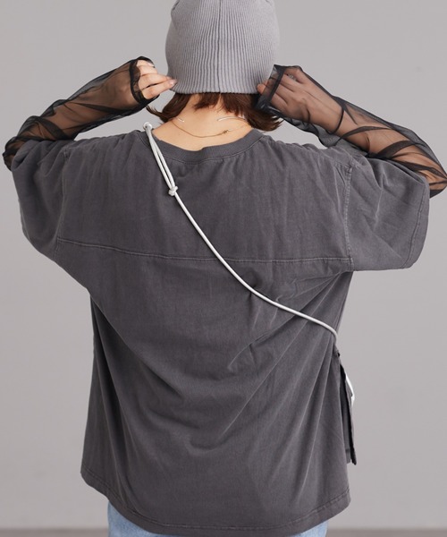 CIAOPANIC TYPY（チャオパニックティピー）の「袖切替シアーレイヤードTEE（Tシャツ/カットソー・レディース・ブラック/ホワイト/ベージュ・ONE SIZE）」の17枚目の写真