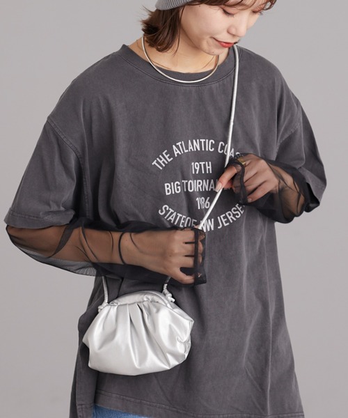 CIAOPANIC TYPY（チャオパニックティピー）の「袖切替シアーレイヤードTEE（Tシャツ/カットソー・レディース・ブラック/ホワイト/ベージュ・ONE SIZE）」の14枚目の写真