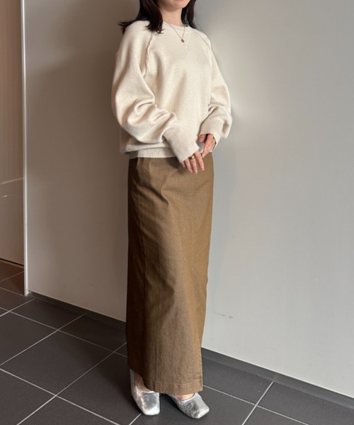 RANAN（ラナン）の「【新色追加】スウェットライクニット（ニット/セーター・レディース・イエロー/ライトベージュ/ピンク/ライトグレー/ライトブルー/ブラック/アイボリー/チャコールグレー/ブルー/グリーン・L/M/LL）」の19枚目の写真