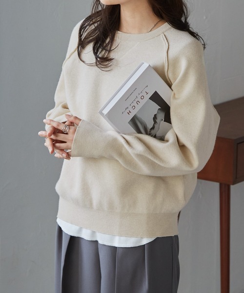 セール】【新色追加】スウェットライクニット（ニット/セーター