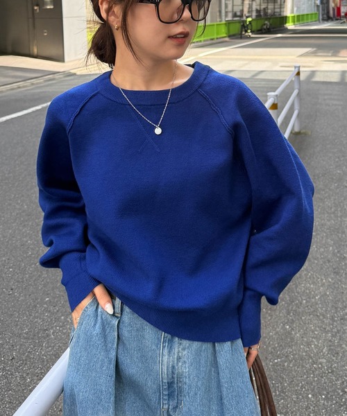 セール】【新色追加】スウェットライクニット（ニット/セーター