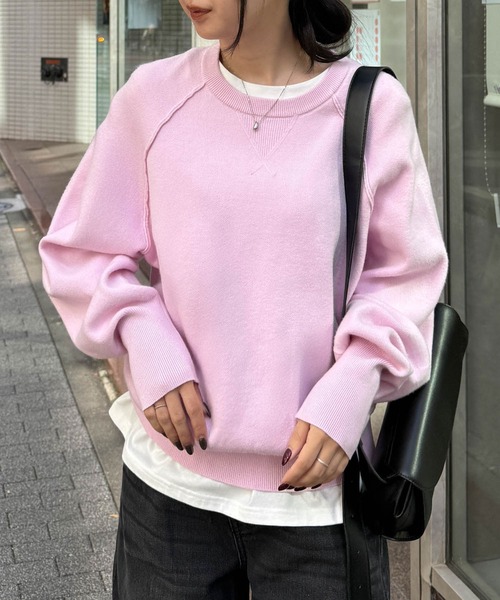 セール】【新色追加】スウェットライクニット（ニット/セーター