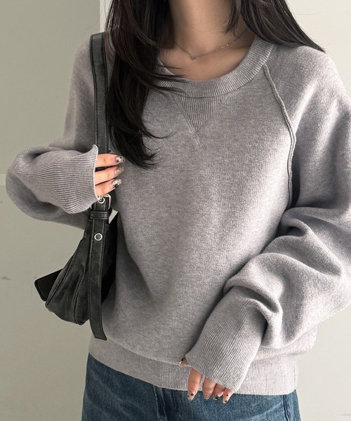 セール】【新色追加】スウェットライクニット（ニット/セーター