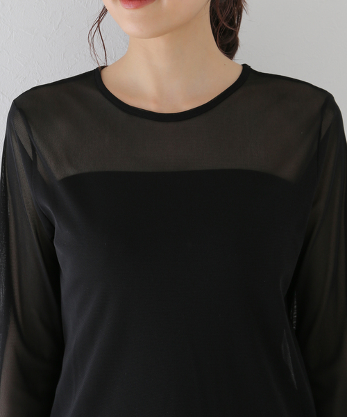 SLOBE IENA（スローブイエナ）の「ラッフルスリーブチュールプルオーバー（Tシャツ/カットソー・レディース・ブラック/ベージュ・FREE）」の13枚目の写真