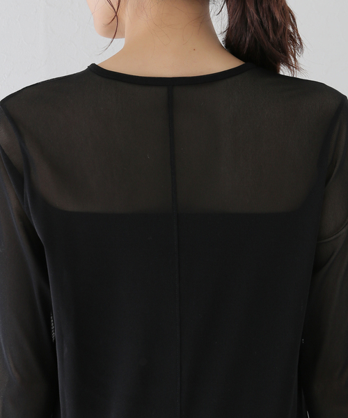 SLOBE IENA（スローブイエナ）の「ラッフルスリーブチュールプルオーバー（Tシャツ/カットソー・レディース・ブラック/ベージュ・FREE）」の12枚目の写真