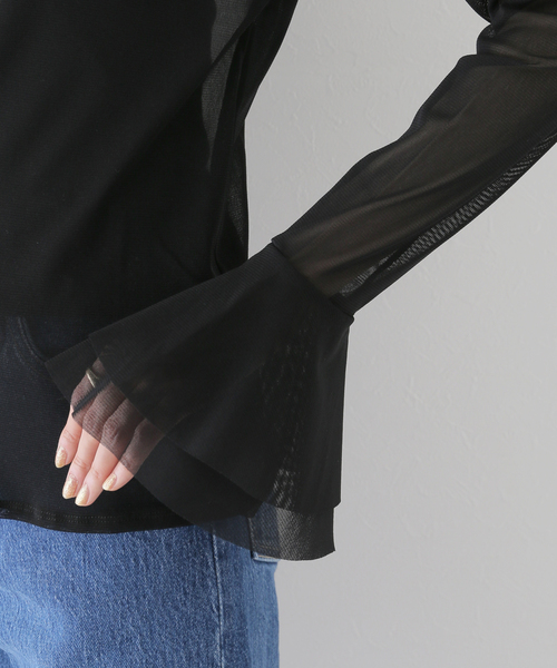 SLOBE IENA（スローブイエナ）の「ラッフルスリーブチュールプルオーバー（Tシャツ/カットソー・レディース・ブラック/ベージュ・FREE）」の10枚目の写真