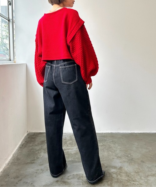 Meli rich（メリーリッチ）の「ポップコーンショート丈ニット（ニット/セーター・レディース・レッド/グレー/ブラック/アイボリー・MEDIUM）」の21枚目の写真