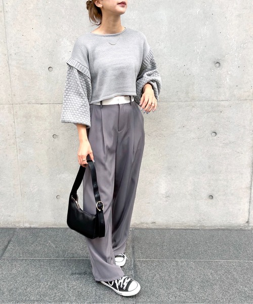 Meli rich（メリーリッチ）の「ポップコーンショート丈ニット（ニット/セーター・レディース・レッド/グレー/ブラック/アイボリー・MEDIUM）」の10枚目の写真