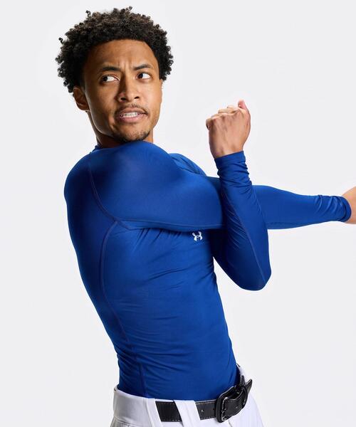 UNDER ARMOUR(アンダーアーマー)の「UAヒートギアアーマー コンプレッション ロングスリーブ クルーネック シャツ(ベースボール/メンズ)(Tシャツ/カットソー・メンズ・ブルー・M/XL/L/S/XXL/3XL)」の5枚目の写真