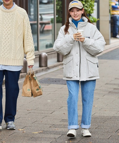 THE CRAFT CREW PRODUCTS(ザクラフトクループロダクツ)の「ビッグシルエット スタンドカラー パディングジャケット / 撥水・防風【THE CRAFT CREW PRODUCTS】(ダウンジャケット/コート・メンズ・ライトグレー系/ベージュ/オリーブ/エメラルドブルー/ブラック・M/L/S)」の6枚目の写真