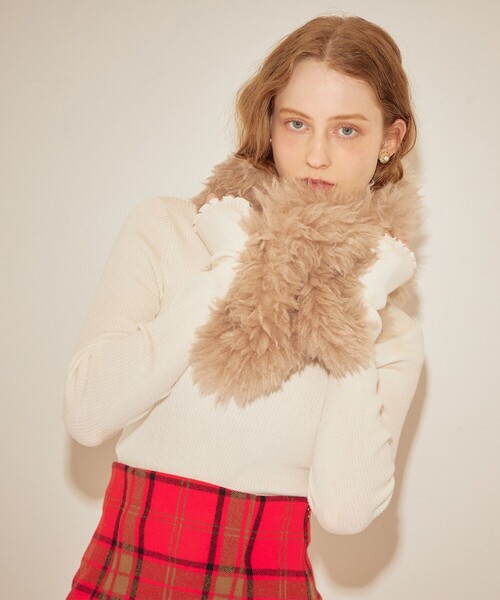 DEICY（デイシー）の「フェイクトスカーナマフラー（マフラー・レディース・アイボリー/ピンクベージュ・FREE）」の10枚目の写真