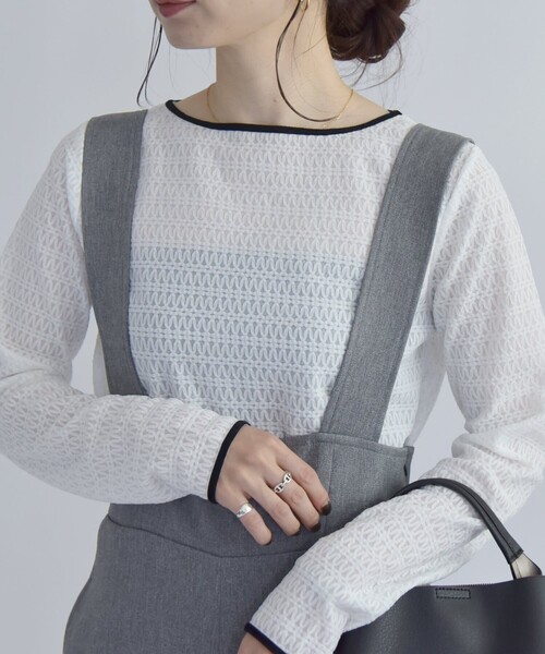 quaranciel(カランシエル)の「quaranciel:〈洗濯機可能〉ループ レース プルオーバー(Tシャツ/カットソー・レディース・ホワイト/ブラック・ONE SIZE)」の17枚目の写真