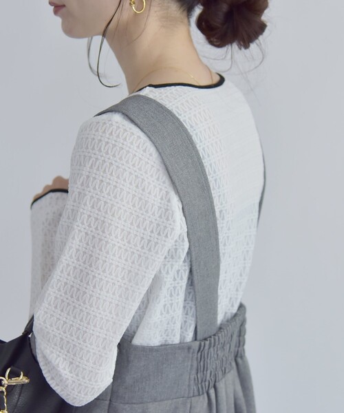 quaranciel(カランシエル)の「quaranciel:〈洗濯機可能〉ループ レース プルオーバー(Tシャツ/カットソー・レディース・ホワイト/ブラック・ONE SIZE)」の18枚目の写真