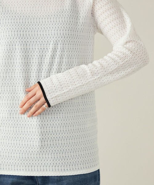 quaranciel(カランシエル)の「quaranciel:〈洗濯機可能〉ループ レース プルオーバー(Tシャツ/カットソー・レディース・ホワイト/ブラック・ONE SIZE)」の3枚目の写真