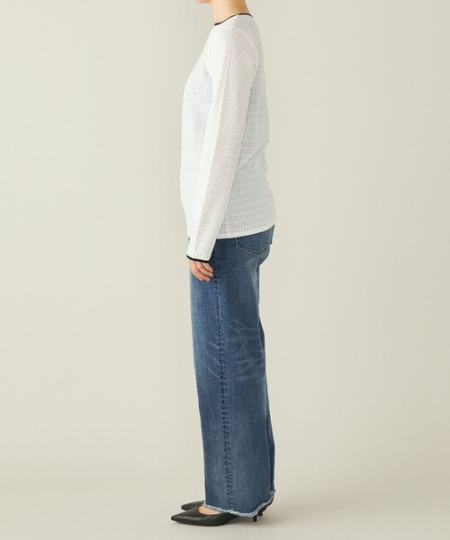 quaranciel(カランシエル)の「quaranciel:〈洗濯機可能〉ループ レース プルオーバー(Tシャツ/カットソー・レディース・ホワイト/ブラック・ONE SIZE)」の5枚目の写真