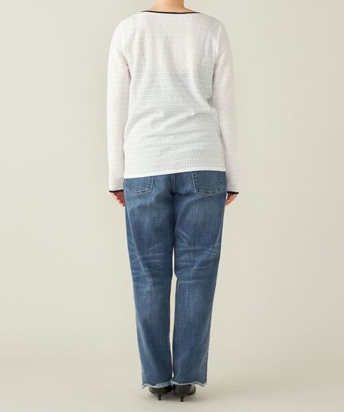 quaranciel(カランシエル)の「quaranciel:〈洗濯機可能〉ループ レース プルオーバー(Tシャツ/カットソー・レディース・ホワイト/ブラック・ONE SIZE)」の6枚目の写真