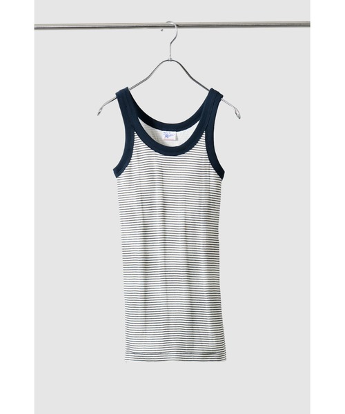 MILLER(ミラー)の「Miller カップ付きボーダーアメスリタンクトップ(タンクトップ・レディース・ブラウン/ブルー系その他/ブルー/ネイビー/アイボリー・FREE)」の1枚目の写真