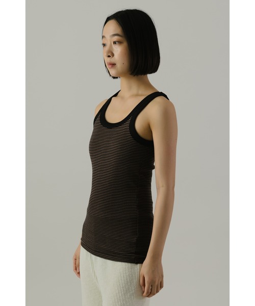 MILLER(ミラー)の「Miller カップ付きボーダーアメスリタンクトップ(タンクトップ・レディース・ブラウン/ブルー系その他/ブルー/ネイビー/アイボリー・FREE)」の7枚目の写真