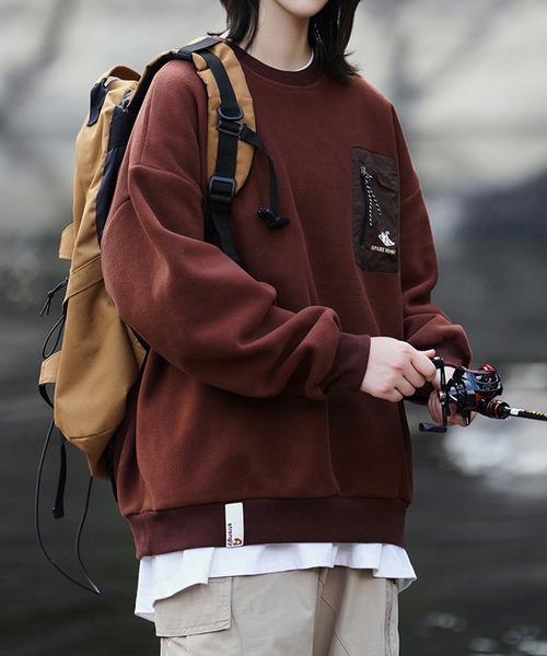 aimoha(アイモハ)の「aimoha outdoor フリースプルオーバー(スウェット・レディース・ブラウン/オフホワイト/ブラック/チョコ・LARGE/MEDIUM/X-LARGE)」の3枚目の写真