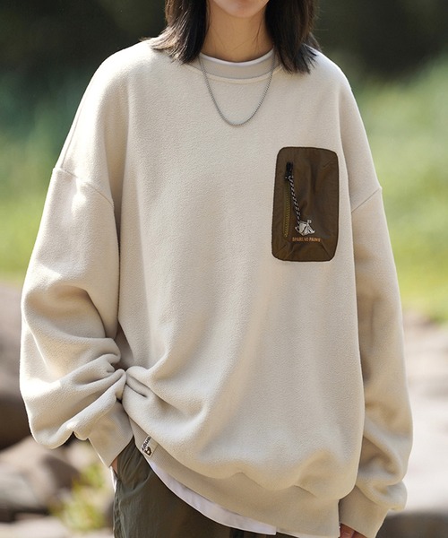 aimoha(アイモハ)の「aimoha outdoor フリースプルオーバー(スウェット・レディース・ブラウン/オフホワイト/ブラック/チョコ・LARGE/MEDIUM/X-LARGE)」の9枚目の写真