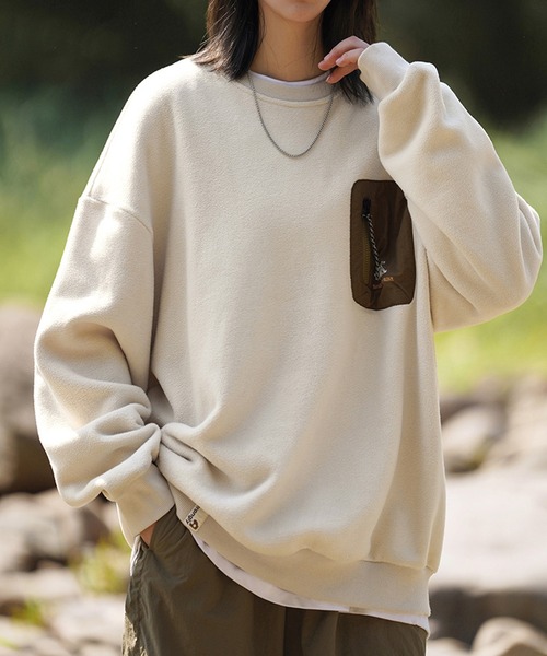 aimoha(アイモハ)の「aimoha outdoor フリースプルオーバー(スウェット・レディース・ブラウン/オフホワイト/ブラック/チョコ・LARGE/MEDIUM/X-LARGE)」の10枚目の写真