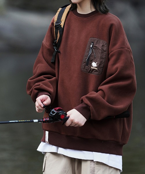 aimoha(アイモハ)の「aimoha outdoor フリースプルオーバー(スウェット・レディース・ブラウン/オフホワイト/ブラック/チョコ・LARGE/MEDIUM/X-LARGE)」の13枚目の写真