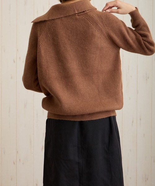 Loco Ocean(ロコオーシャン)の「アシンメトリー ビッグカラー ニット プルオーバー(ニット/セーター・レディース・キャメル/モカ・FREE)」の18枚目の写真