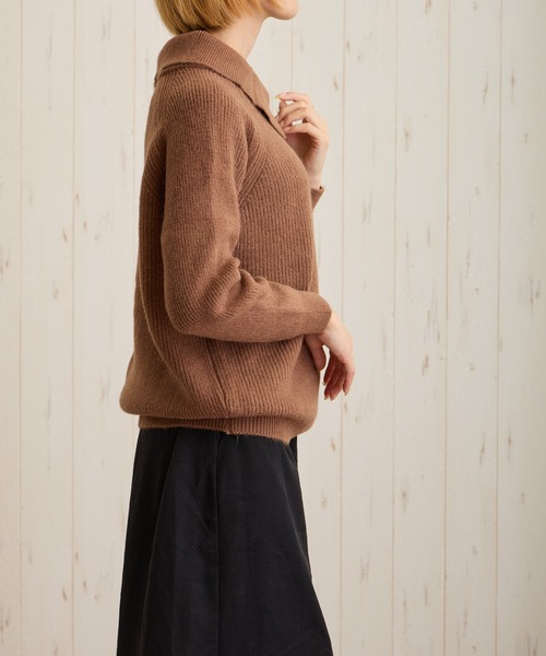 Loco Ocean(ロコオーシャン)の「アシンメトリー ビッグカラー ニット プルオーバー(ニット/セーター・レディース・キャメル/モカ・FREE)」の22枚目の写真