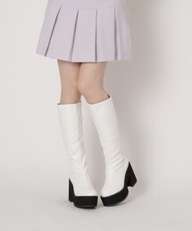 厚底ストレッチロングブーツ