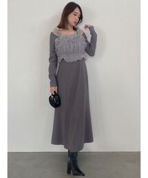 dazzlin | チュールギャザービスチェカットワンピース(ワンピース)