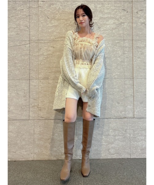 dazzlin（ダズリン）の「チュールギャザービスチェカットワンピース（ワンピース・レディース・アイボリー/モカ/グレー/ブラック・SMALL/MEDIUM）」の7枚目の写真