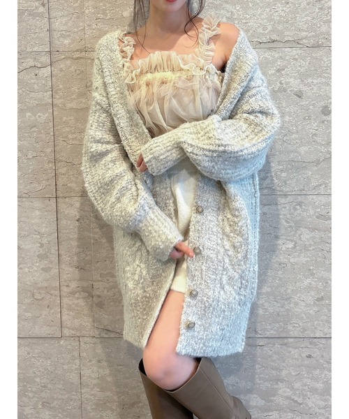 dazzlin（ダズリン）の「チュールギャザービスチェカットワンピース（ワンピース・レディース・アイボリー/モカ/グレー/ブラック・SMALL/MEDIUM）」の6枚目の写真