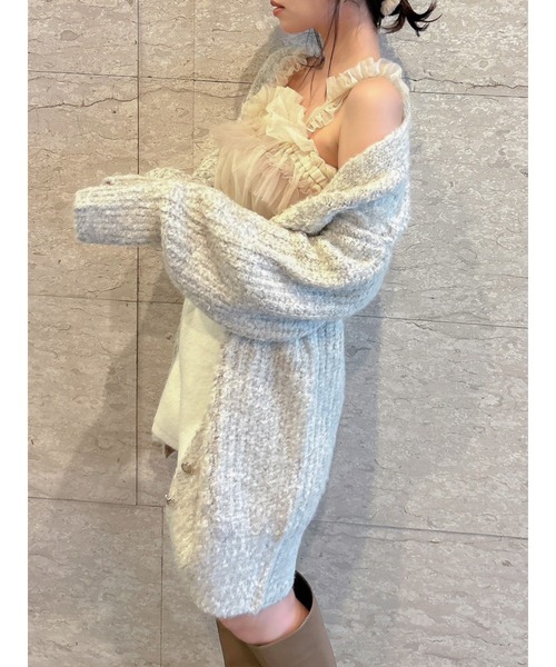 dazzlin（ダズリン）の「チュールギャザービスチェカットワンピース（ワンピース・レディース・アイボリー/モカ/グレー/ブラック・SMALL/MEDIUM）」の5枚目の写真